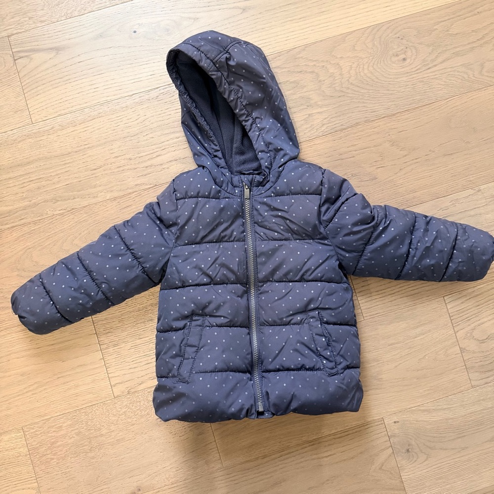 Old Navy Toddler Black Hooded Jacket with Navy Label